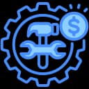 Icon showing optimized maintenance spend through condition-based tasks and cost savings.